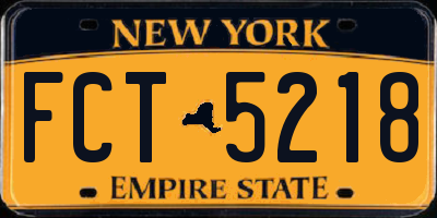 NY license plate FCT5218