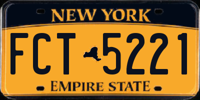 NY license plate FCT5221