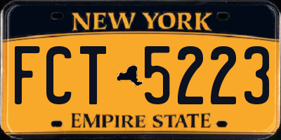 NY license plate FCT5223