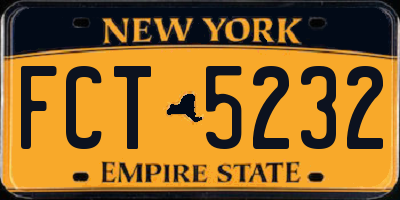 NY license plate FCT5232