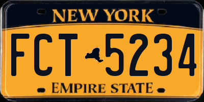 NY license plate FCT5234
