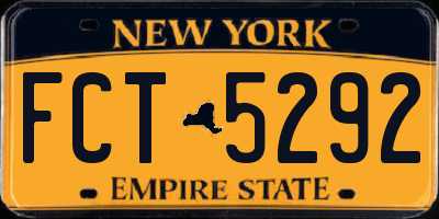 NY license plate FCT5292