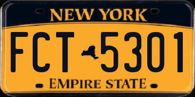 NY license plate FCT5301