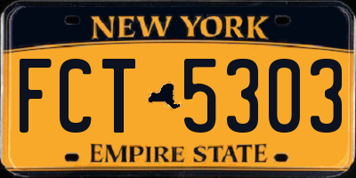 NY license plate FCT5303