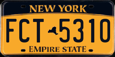 NY license plate FCT5310