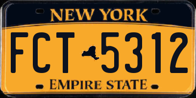NY license plate FCT5312