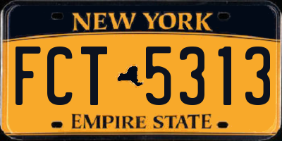 NY license plate FCT5313