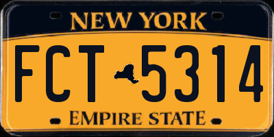 NY license plate FCT5314