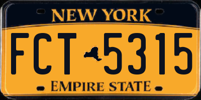 NY license plate FCT5315
