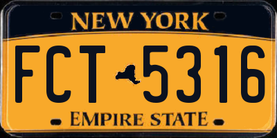 NY license plate FCT5316