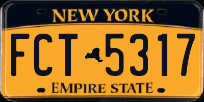 NY license plate FCT5317