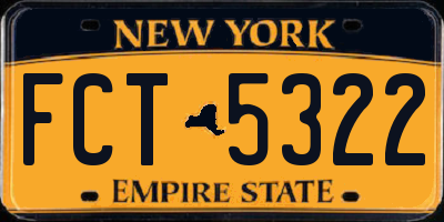 NY license plate FCT5322
