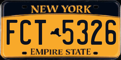 NY license plate FCT5326