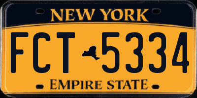 NY license plate FCT5334