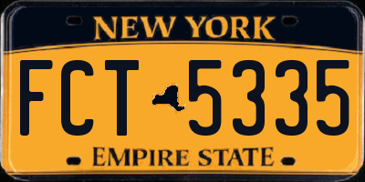 NY license plate FCT5335