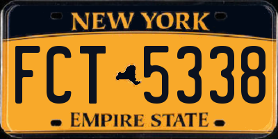 NY license plate FCT5338