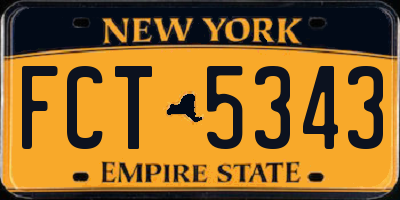 NY license plate FCT5343