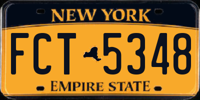 NY license plate FCT5348