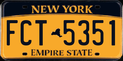 NY license plate FCT5351