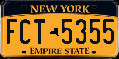 NY license plate FCT5355