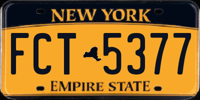 NY license plate FCT5377