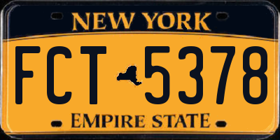 NY license plate FCT5378