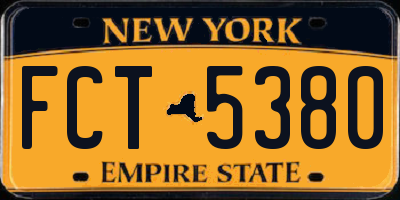 NY license plate FCT5380