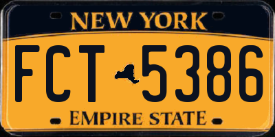 NY license plate FCT5386