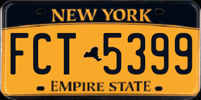 NY license plate FCT5399