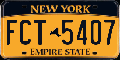 NY license plate FCT5407
