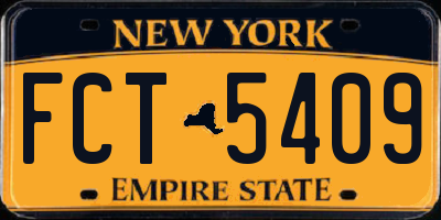NY license plate FCT5409