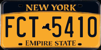 NY license plate FCT5410