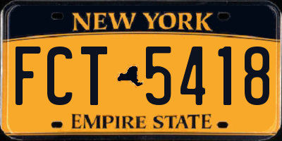 NY license plate FCT5418