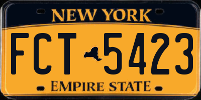 NY license plate FCT5423