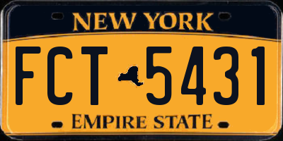 NY license plate FCT5431
