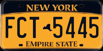 NY license plate FCT5445