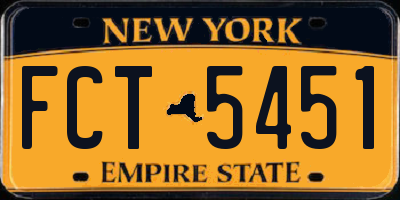 NY license plate FCT5451