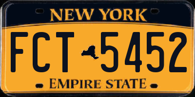 NY license plate FCT5452