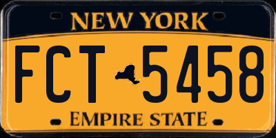 NY license plate FCT5458