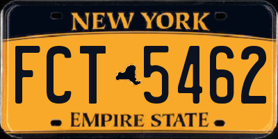 NY license plate FCT5462