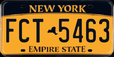 NY license plate FCT5463