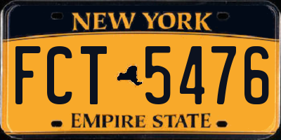 NY license plate FCT5476