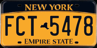 NY license plate FCT5478