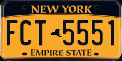 NY license plate FCT5551