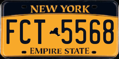 NY license plate FCT5568