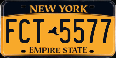NY license plate FCT5577