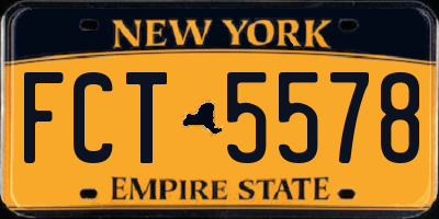 NY license plate FCT5578