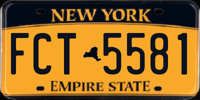 NY license plate FCT5581