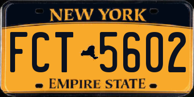 NY license plate FCT5602