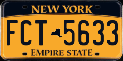 NY license plate FCT5633